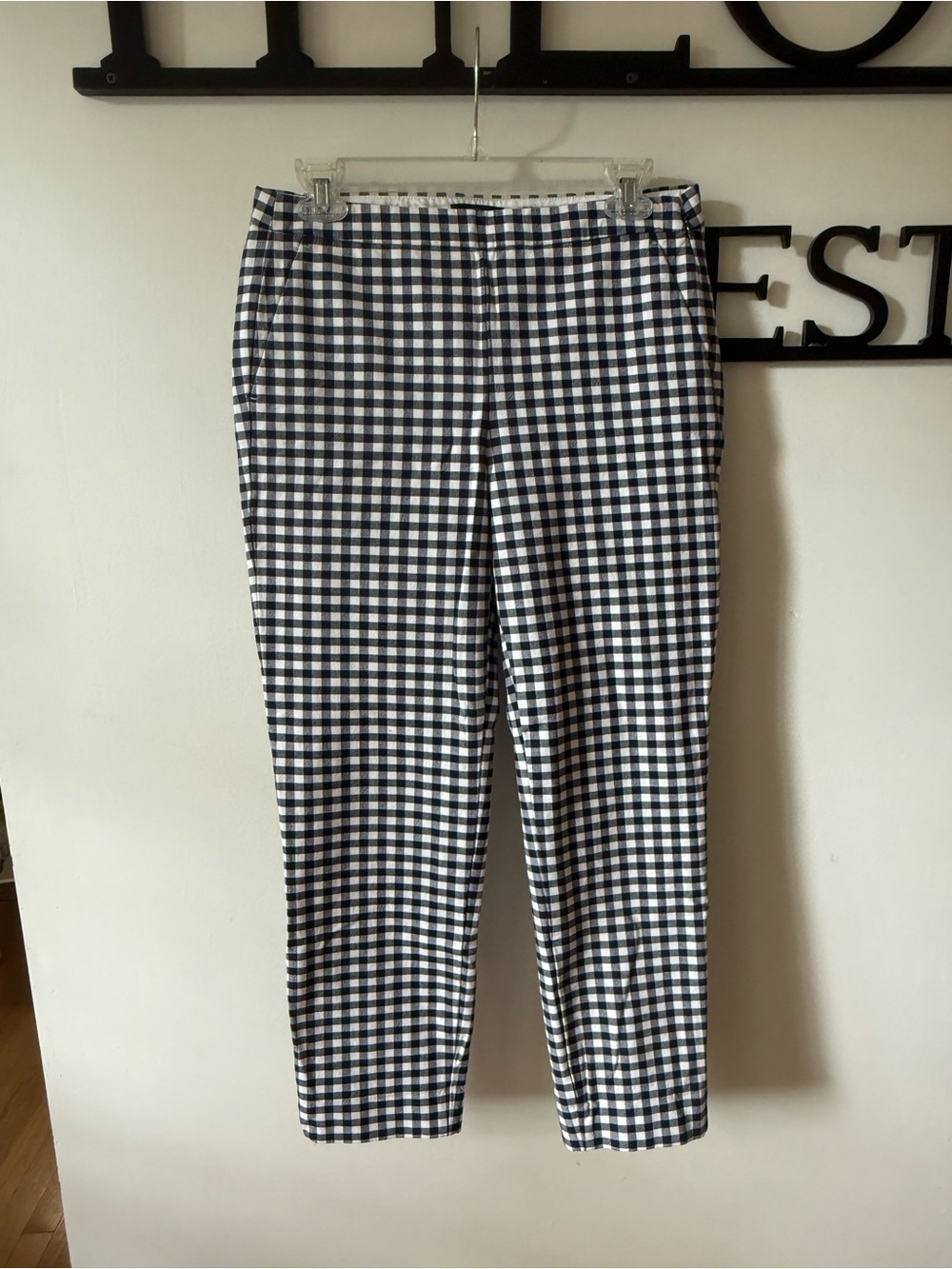 J. Crew Martie Cropped Blue-White Gingham Check Pant Size 4